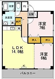レインボーガーデン 2LDKの間取図画像