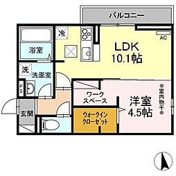 ユニヴェールF 1LDKの間取図画像