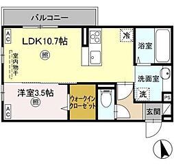 オラシオン A棟 1LDKの間取図画像