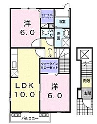 サンリバーD棟 2LDKの間取図画像