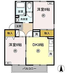 サニーコート白井 2DKの間取図画像