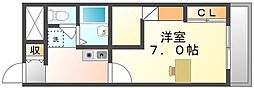 レオパレス東大浜 1Kの間取図画像