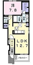 アンダンテイーストC 1LDKの間取図画像