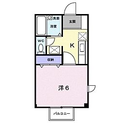 アルカンシエル 1Kの間取図画像