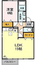 サニーコーポA棟 1LDKの間取図画像