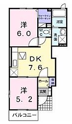 カサ・デ・ルーエ 2DKの間取図画像