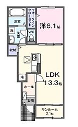 ルーベル宇多津III A 1LDKの間取図画像