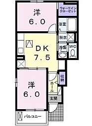 エトワール昴A 2DKの間取図画像