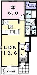 エトワール昴A 1LDKの間取図画像