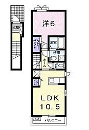 アイリスB 1LDKの間取図画像