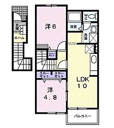 ポポラーレ・ミーチA 2LDKの間取図画像