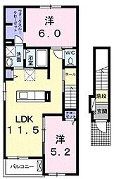 キャッスルD 2LDKの間取図画像