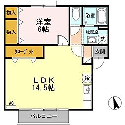 グリーンガーデンB 1LDKの間取図画像