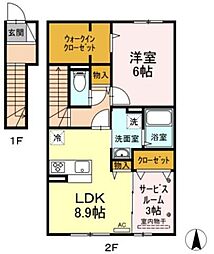 セジュール雅A 1SLDKの間取図画像