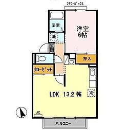 スカイコート38B 1LDKの間取図画像