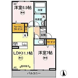 ユニヴェールG 2LDKの間取図画像