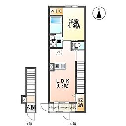 フェリーチェ元山 1LDKの間取図画像
