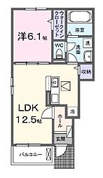 丸亀市天満町2丁目アパート 1LDKの間取図画像