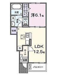 丸亀市天満町2丁目アパート 1LDKの間取図画像