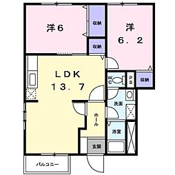 オーブリーy1 2LDKの間取図画像