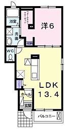 レイクサイドパレスB 1LDKの間取図画像