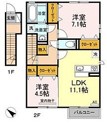 ウルスカンパーニュ 2LDKの間取図画像