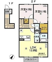 フキノトウ牟礼北B 2LDKの間取図画像