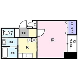 グレース栗林 1Kの間取図画像