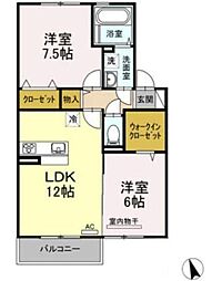 グランモア2B 2LDKの間取図画像