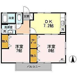 メゾン・ラポールC 2DKの間取図画像