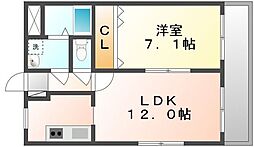 ユーミー伏石 1LDKの間取図画像
