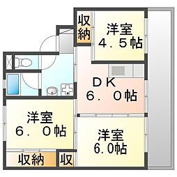 ビレッジハウス大内1 3DKの間取図画像
