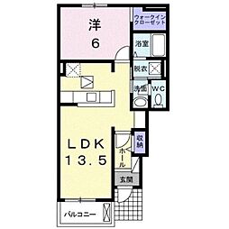 ハーモニー成合 1LDKの間取図画像