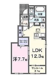 ジャダハウス宇多津B 1LDKの間取図画像