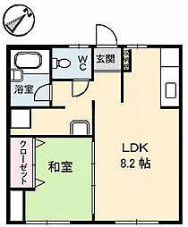 筒井アパート 1LDKの間取図画像