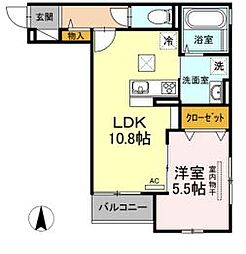 モンレーヴ 1LDKの間取図画像