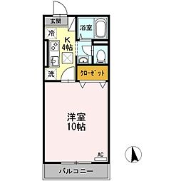 アイコート 1Kの間取図画像