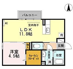 ルチルクォーツ 1LDKの間取図画像