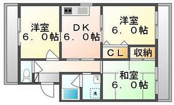 香川県高松市高松町(賃貸マンション3DK・2階・59.47㎡)の写真 その4