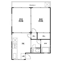 矢田マンション 2DKの間取図画像