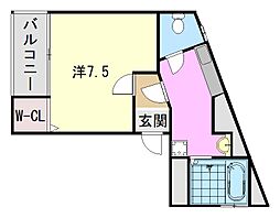 エクセレント・リヴ 1Kの間取図画像