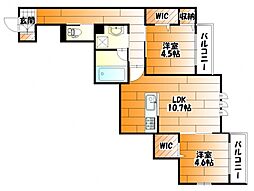 タウン祇園 2LDKの間取図画像