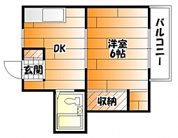 JR可部線 下祇園駅 徒歩11分の賃貸マンション 1階1DKの間取り