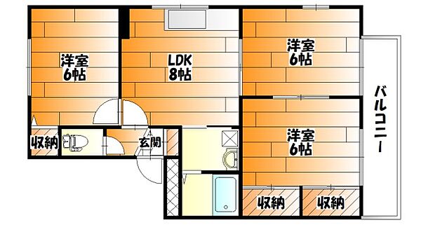 広島県広島市安佐南区西原１丁目(賃貸アパート3LDK・3階・56.10㎡)の写真 その2