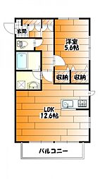 JR可部線 安芸長束駅 徒歩10分の賃貸アパート 1階1LDKの間取り