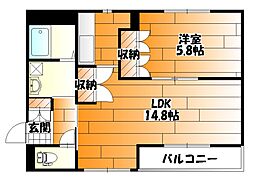 ベルジュ・シュシュ 1LDKの間取図画像