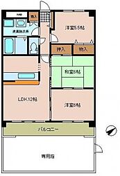 バス 広島交通 山本小学校北下車 徒歩12分の賃貸マンション 1階3LDKの間取り