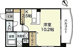 JR可部線 下祇園駅 徒歩12分の賃貸マンション 4階ワンルームの間取り