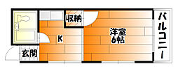 JR可部線 古市橋駅 徒歩6分の賃貸アパート 2階1Kの間取り