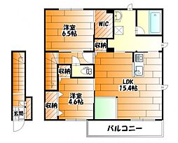 JR可部線 安芸長束駅 徒歩21分の賃貸アパート 2階2LDKの間取り